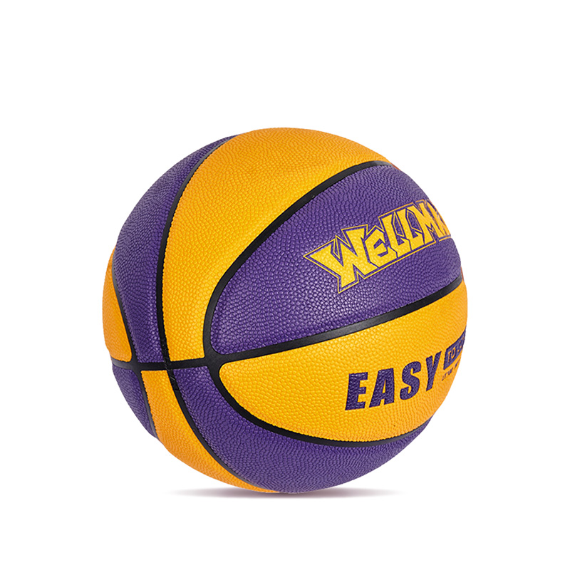 Brugerdefineret logo farveblokeret fugtabsorberende pu læder blød basketball ball til teenagers voksen